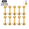 Metal color: Gold-color, Ships From: CHINA, Main Stone Color: Pink - 10PCS ASTM F136 G23 Titanium Piercing Labret Lip Ring Stud Earring CZ Ear Tragus Cartilage Helix Daith Pierc Jewelry 16/18/20g Taven