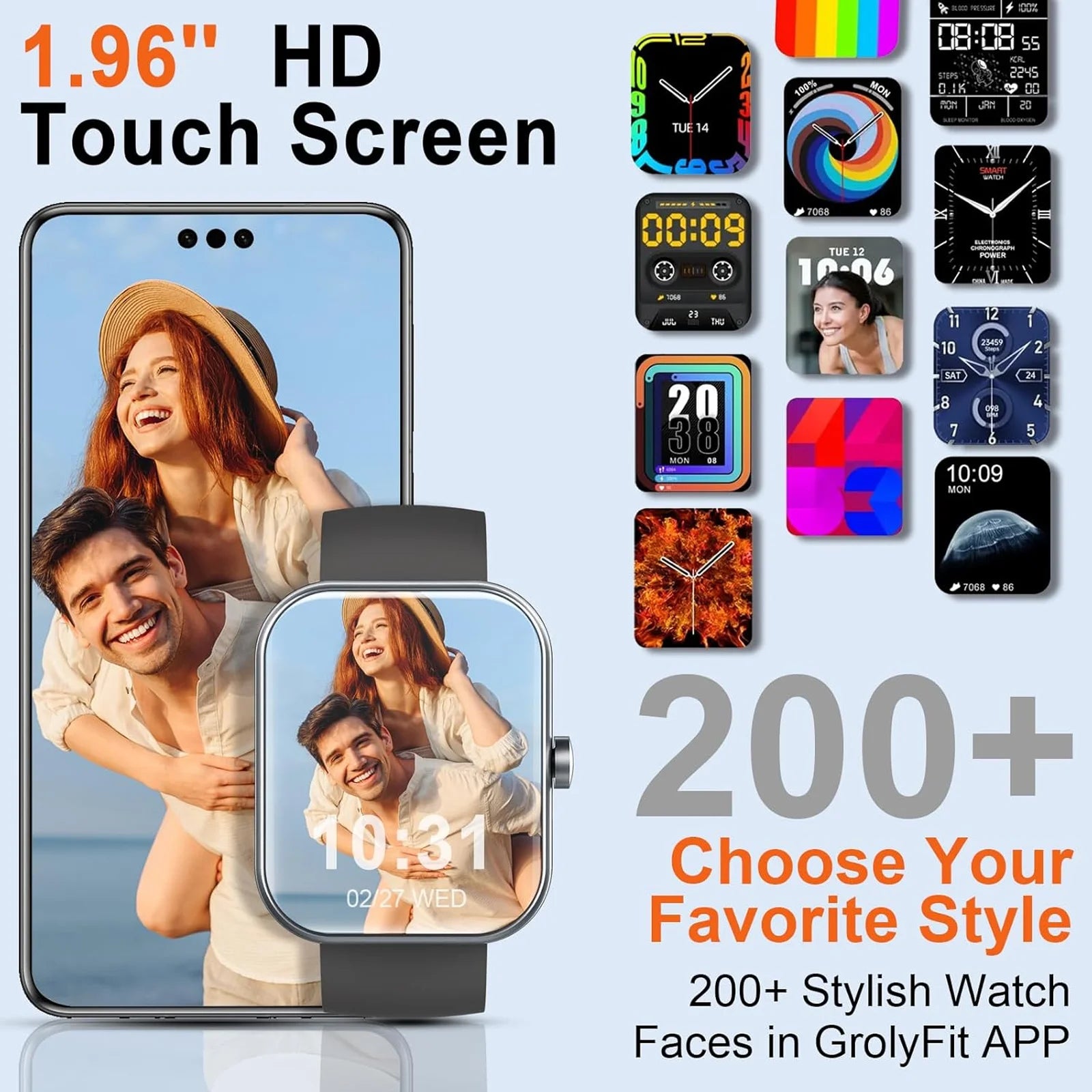 Smart Watch(Answer/Make Calls), 1.96" Smartwatches, Fitness Tracker, Sleep Monitor, Pedometer, 100+ Sport Modes, IP68 Waterproof TAVEN System LLC