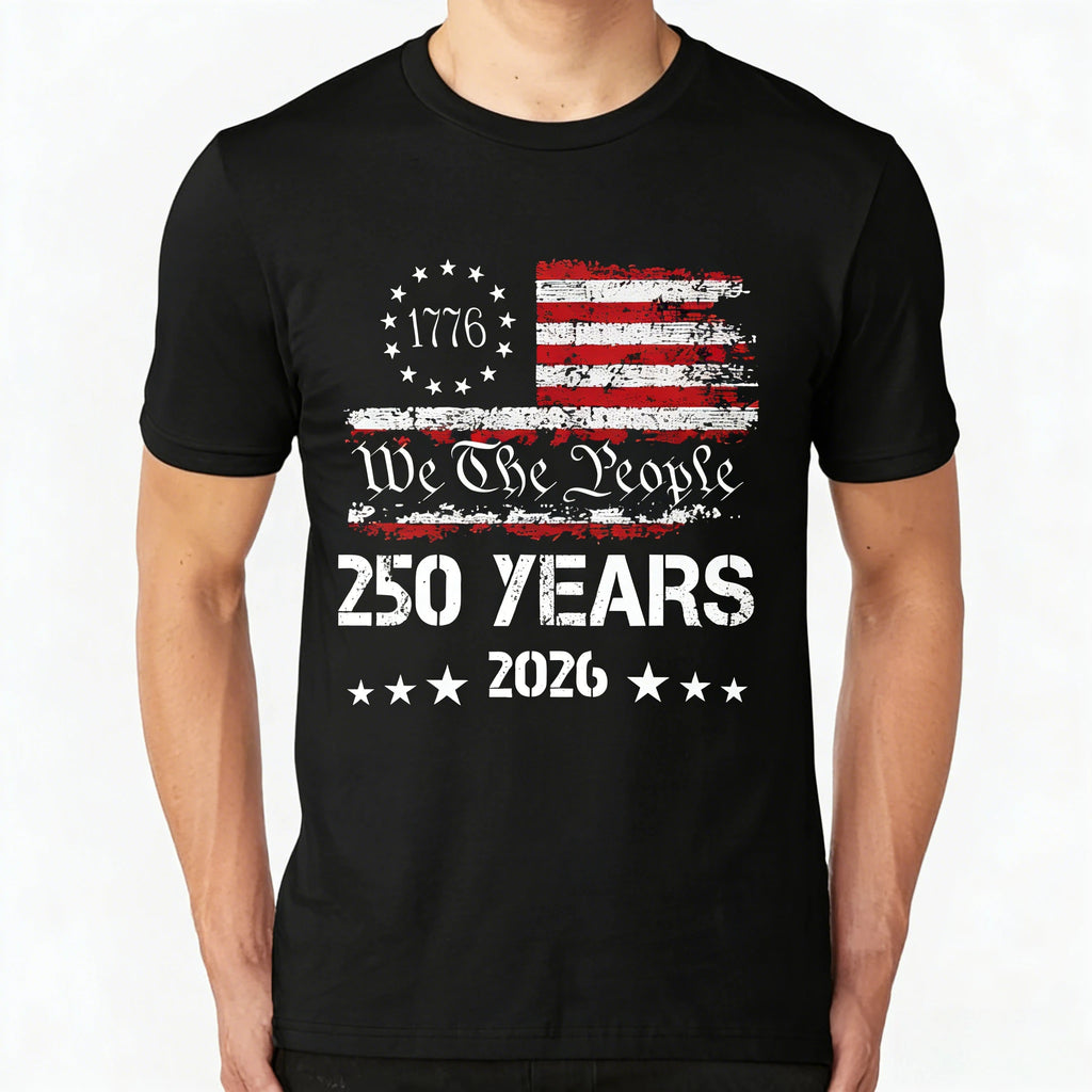 Independence Day 250th Anniversary 100% Cotton Men Women 2026 Summer Harajuku Style Men's Short Sleeve Fashion O-neck Tshirt TAVEN System LLC