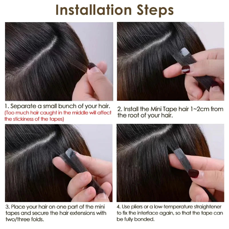 Mini Tape In Human Hair Extensions Invisible