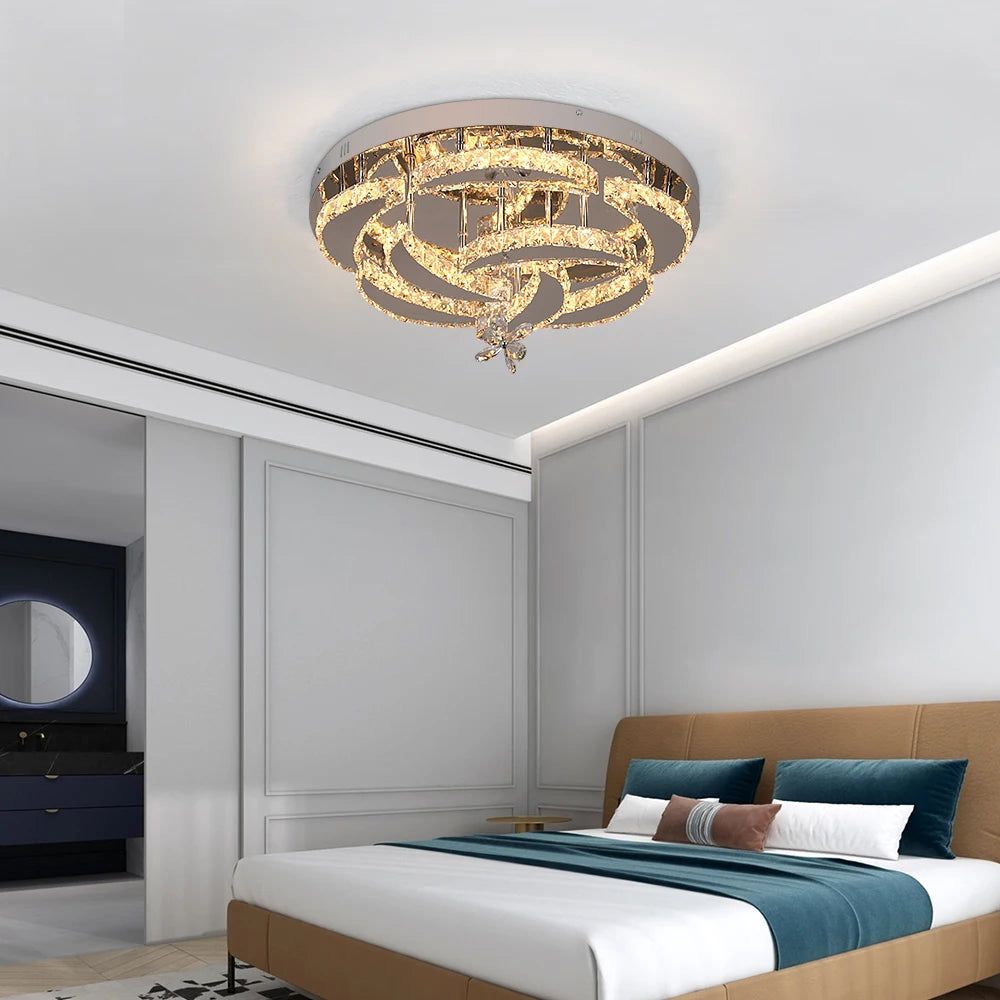 Modern Chandelier Ceiling Lamp K9 Luxury Crystal Led Living Dining Room Decor Pendant Light RC Dimmable Luminaire Home Fixture TAVEN System LLC