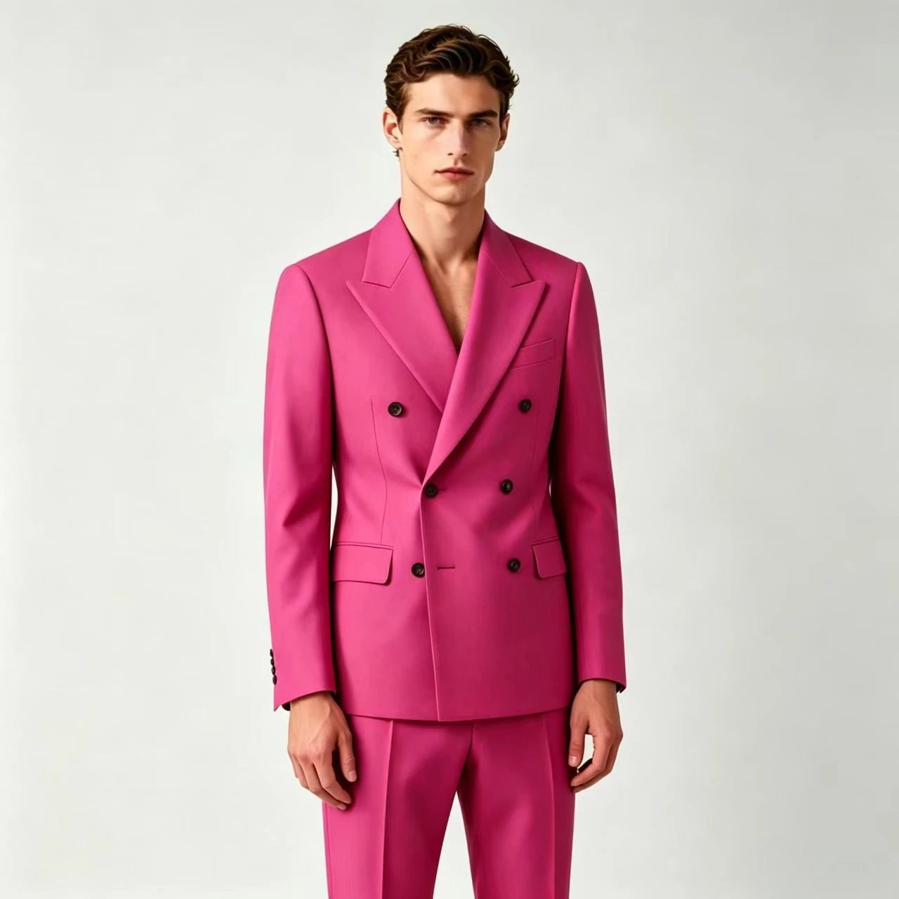 Men Double Breasted Wedding Suit Slim Fit 2 Piece Formal Blazer Set TAVEN System LLC