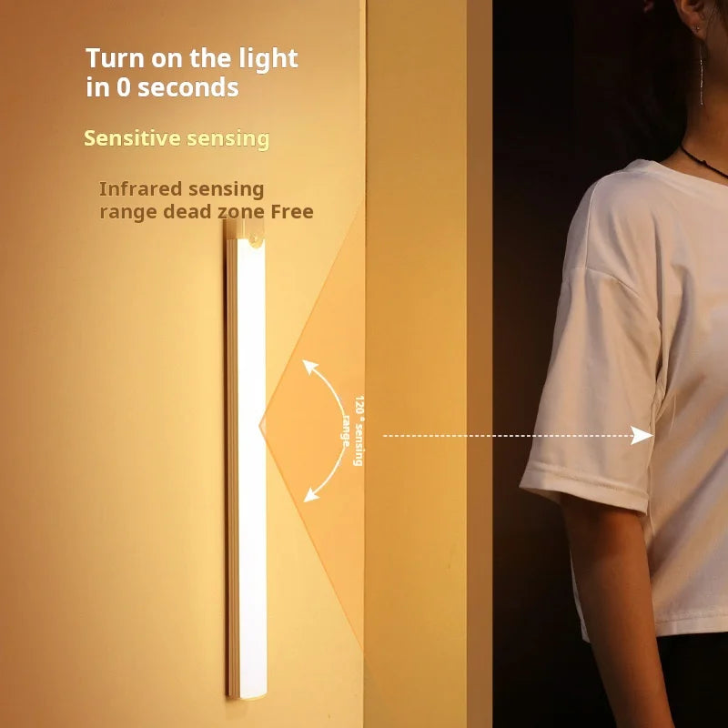 1pc Wireless Rechargeable LED Motion Sensor Cabinet Light - Ideal for Closet, Kitchen, Wardrobe, Stairs - Battery Operated Night TAVEN System LLC