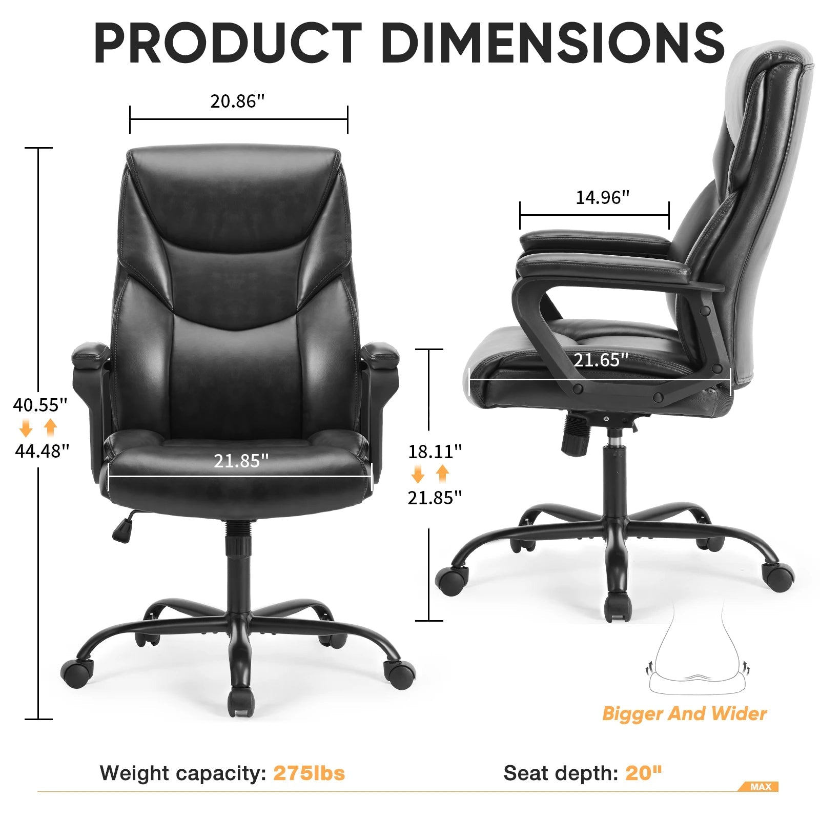 JHK ergonomic PU leather gaming office chair with lumbar support
