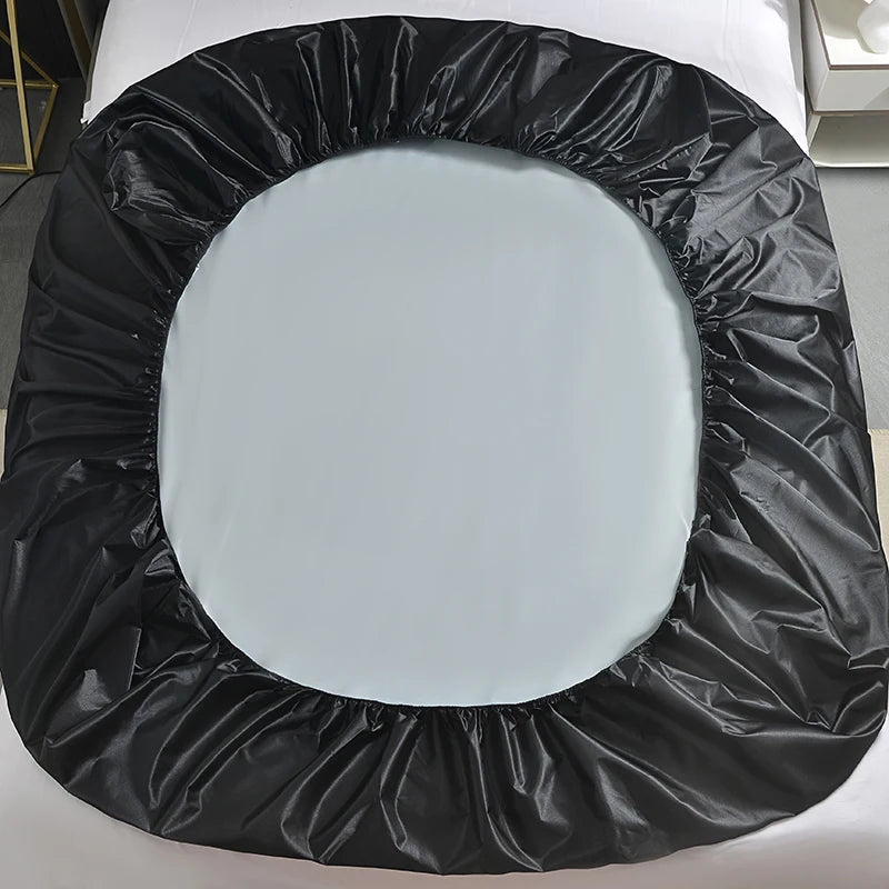 1Pc Waterproof Fitted Bed Sheet With Elastic Band Black Golden White Anti-slip Adjustable Mattress Cover (Pillowcase Need Order) TAVEN System LLC