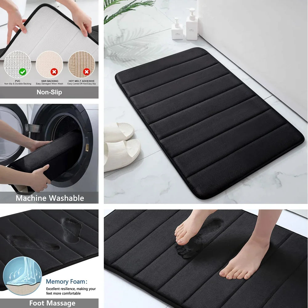 Super Absorbent Bath Mat Memory Foam Carpet Non-slip Bathroom Rug Bathtub Side Floor Rugs Shower Room Doormat Toilet Footpad TAVEN System LLC