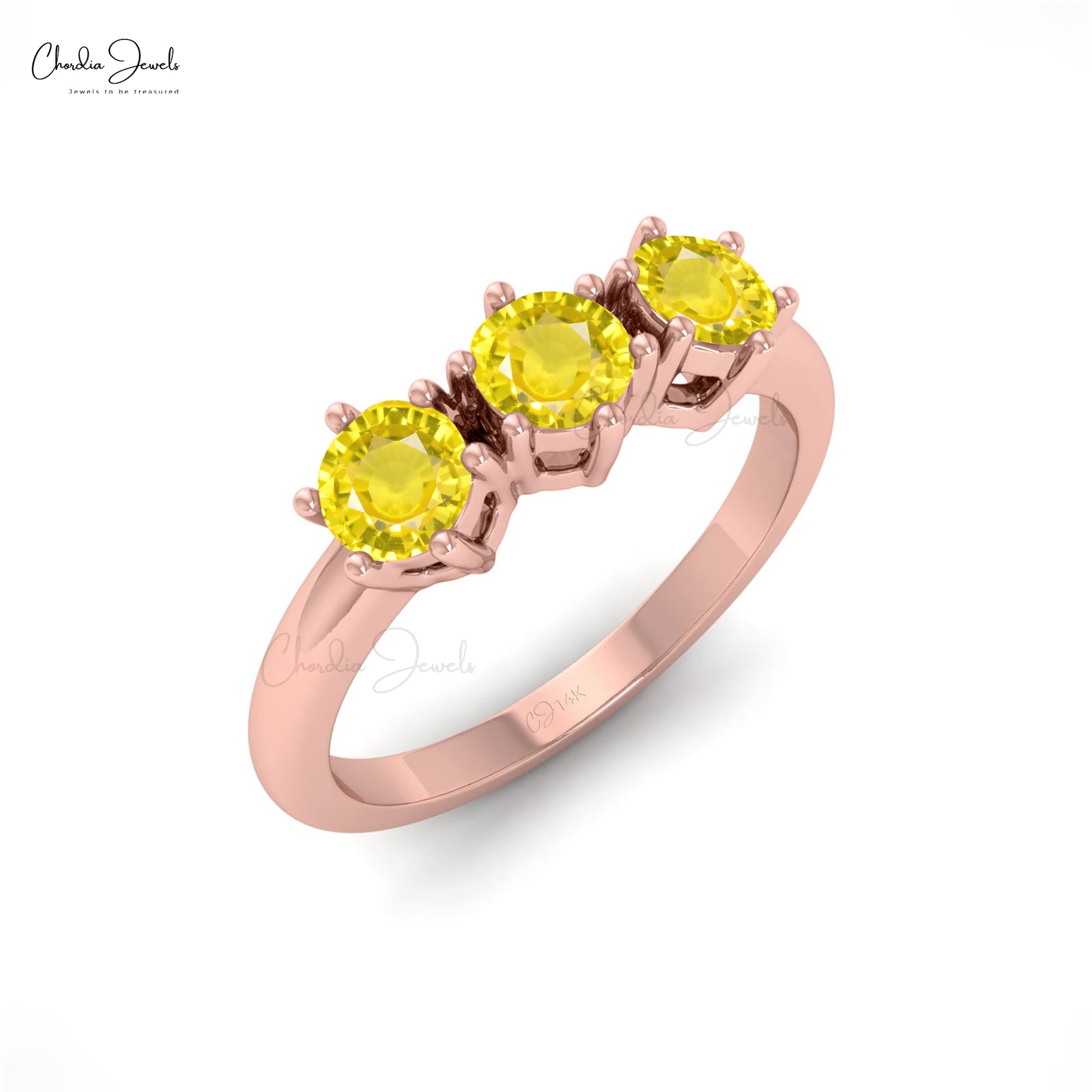 Trending Products to Sell Natural 0.75 Ct Prong Set Yellow Sapphire Gemstone Ring in 14k Fine Rose Gold Engagement Band Bulk Lot TAVEN System LLC