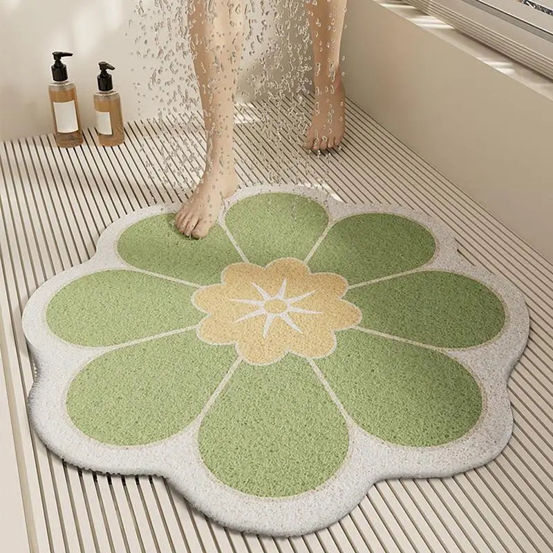 50x50cm Round Flower Bathroom Mat PVC Quick Drying Bath Rug Mat Beautiful Flower-shape Bathroom Bath Mat for Living Room TAVEN System LLC