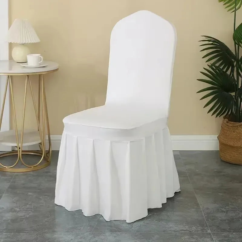 Pleated Spandex Chair Covers Wedding Hotel Banquet Seat Decor TAVEN System LLC