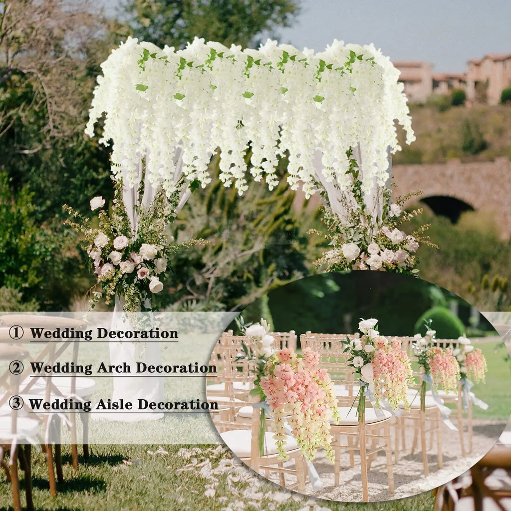 40'' Giant Wisteria Artificial Flowers Fake Wisteria Floral Hanging Plant Garland for Home Party Floor Wedding Arrangement Decor TAVEN System LLC