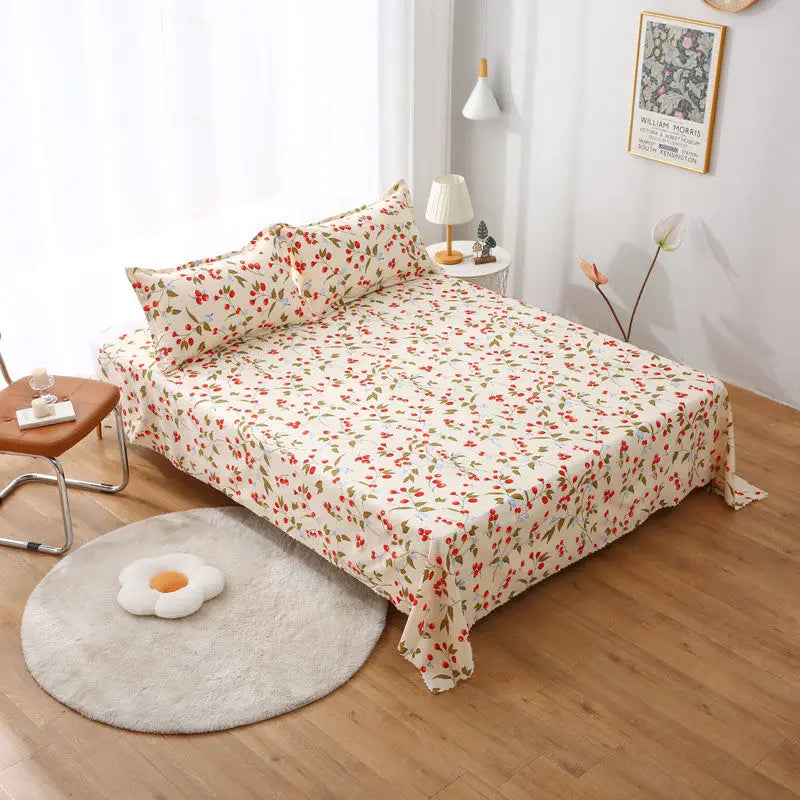 Queen Size Bed Sheet Single Soft Brushed Cotton Bedding Rustic Design All Seasons Breathable 1.6m Double Bed Sheet TAVEN System LLC