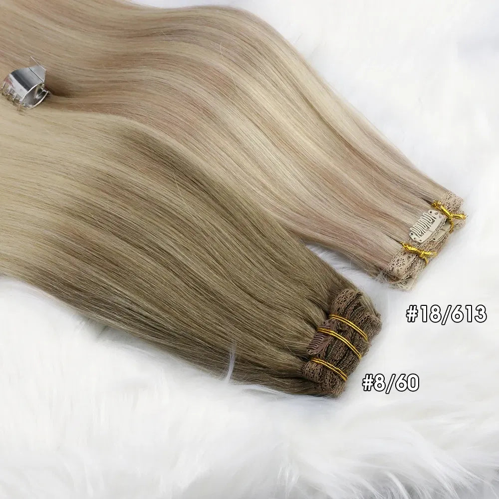 Color: Fuschia, Length: 24 Inches, Weight Per Package: 120g/Set - [16 Colors] Ugeat Clip in Hair Extensions Human Hair 14-22" Double Weft Remy Hair Full Head Clip in Extensions for Woman 7Pcs Taven