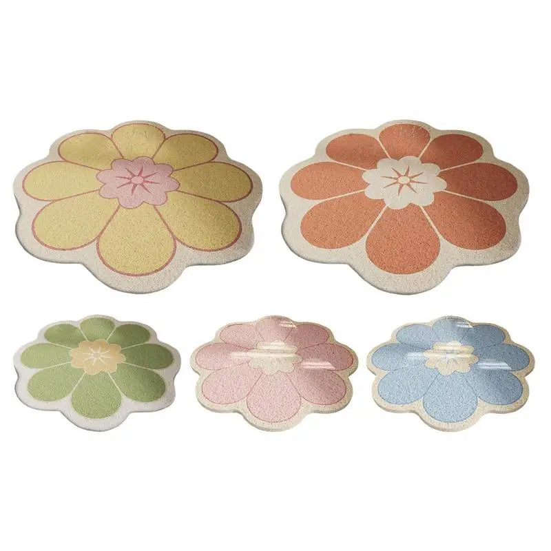 50x50cm Round Flower Bathroom Mat PVC Quick Drying Bath Rug Mat Beautiful Flower-shape Bathroom Bath Mat for Living Room TAVEN System LLC