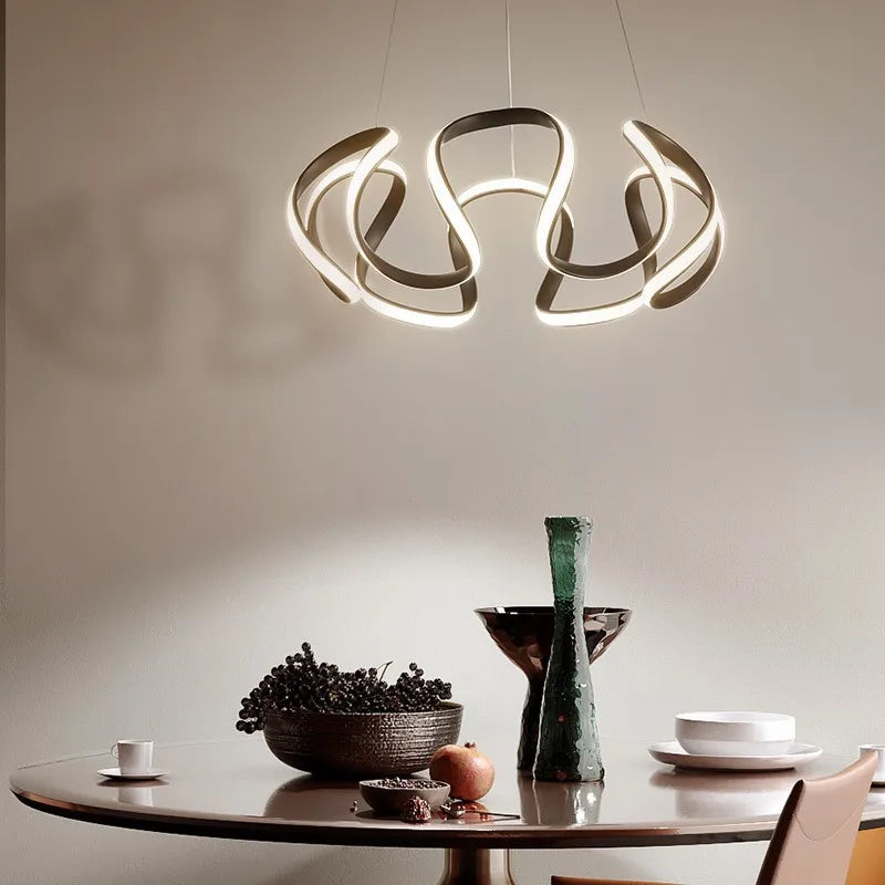 Modern Pendant Light Nordic Twisted Led Chandelier Ceiling Lamp Living Dining Room Chandelier  Corridor Personalized INS Fixture TAVEN System LLC