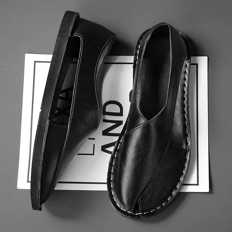 Summer Men's Sandals Handmade Leather Casual Shoes Comfortable Slip-On Beach Shoes Breathable Sandals Loafers Wading Aqua Shoes TAVEN System LLC