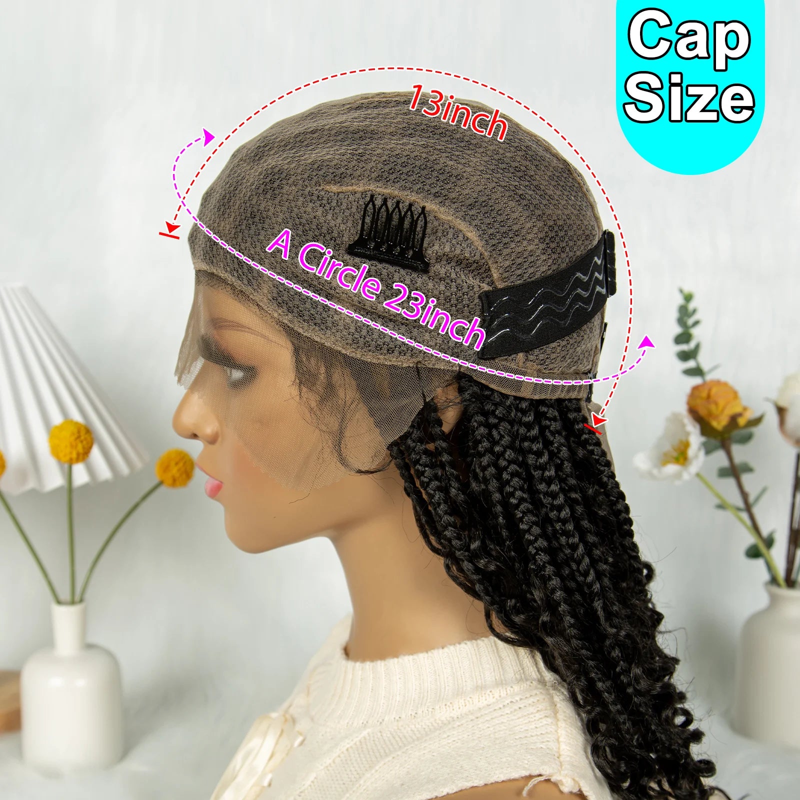 Short boho box braids full lace synthetic wig