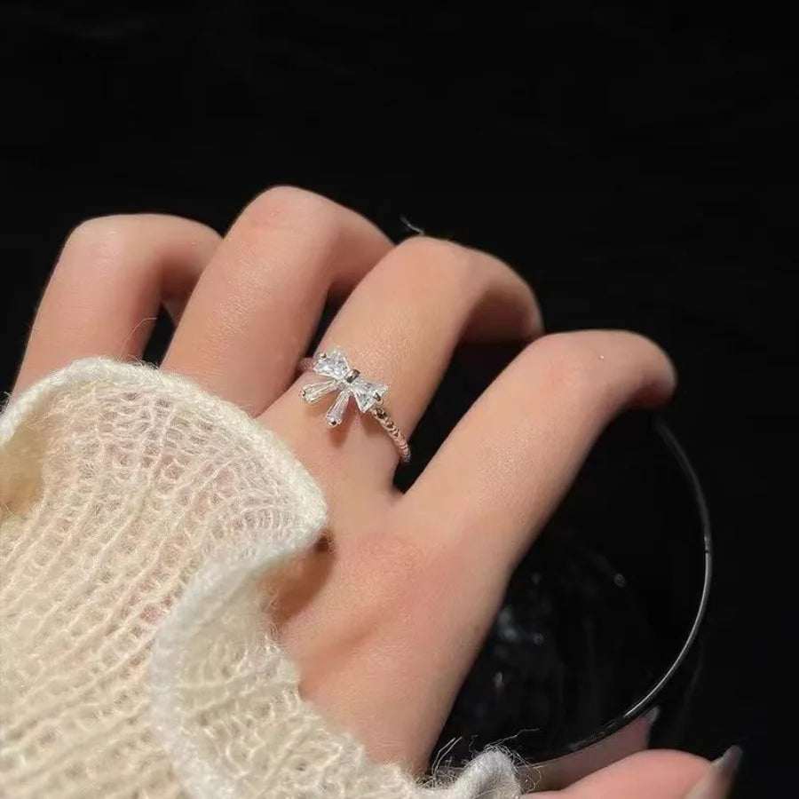 Kpop Retro Gothic Silver Color Heart Metal Ring For Women Girls Vintage Y2k Crystal Open Rings Punk Geometry Rings Party Jewelry TAVEN System LLC