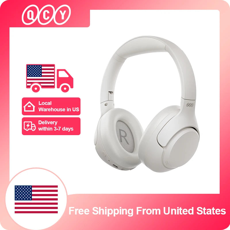 QCY H3 ANC Wireless Headphones 43dB Hybrid Active Noise Cancellation Headset Bluetooth 5.4 Hi-Res Audio Earphones 60H Playtime TAVEN System LLC