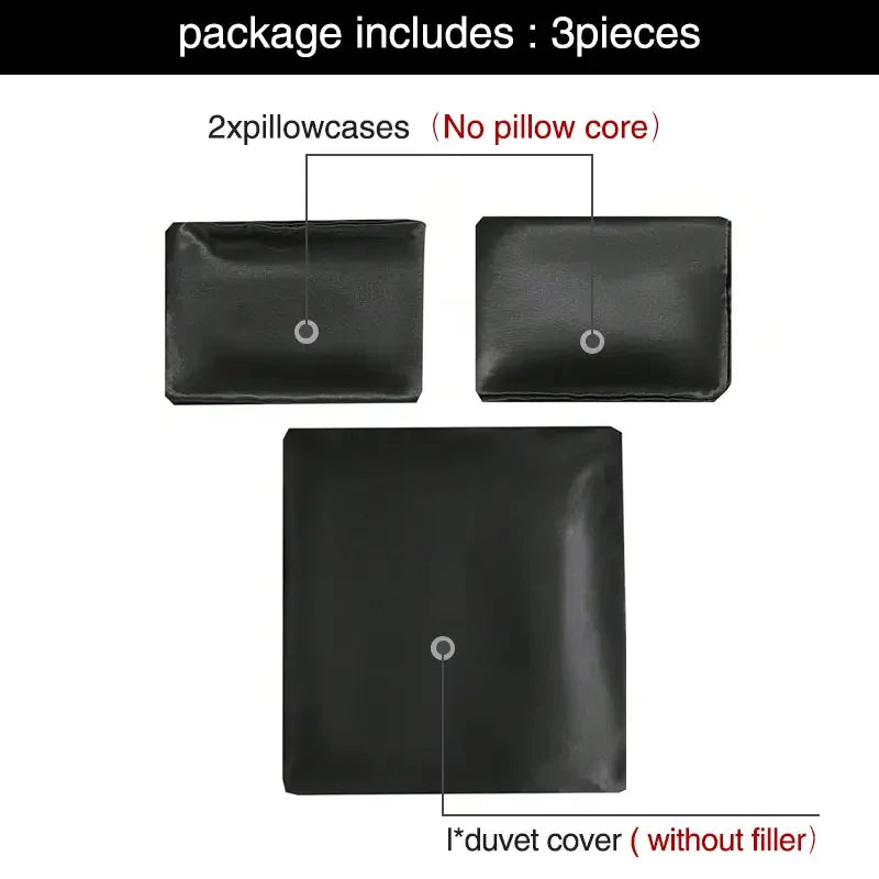 3pcs Satin Duvet Cover Set Bedding Sets Queen Black  Series Luxury Rich Silk Silky Soft Solid   Sexy Honeymoon Wrinkle Free TAVEN System LLC