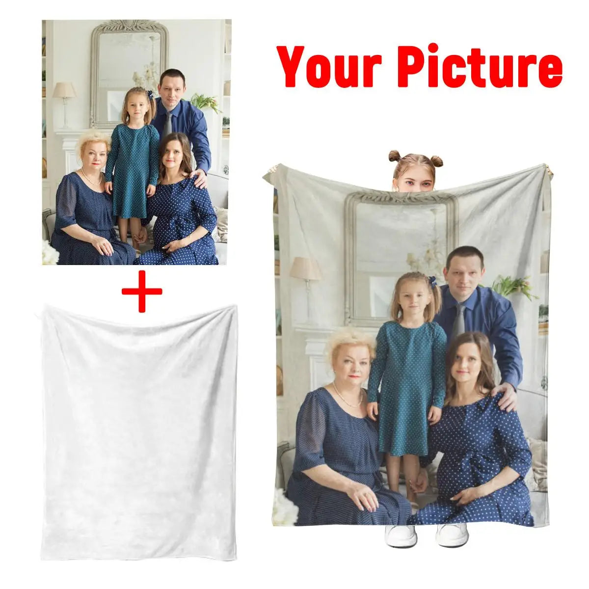 1Pc Custom Photo Blanket,Custom Flannel Blanket with Photo,Custom Picture Blanket,Custom Photo Blanket for Home,Custom Image TAVEN System LLC