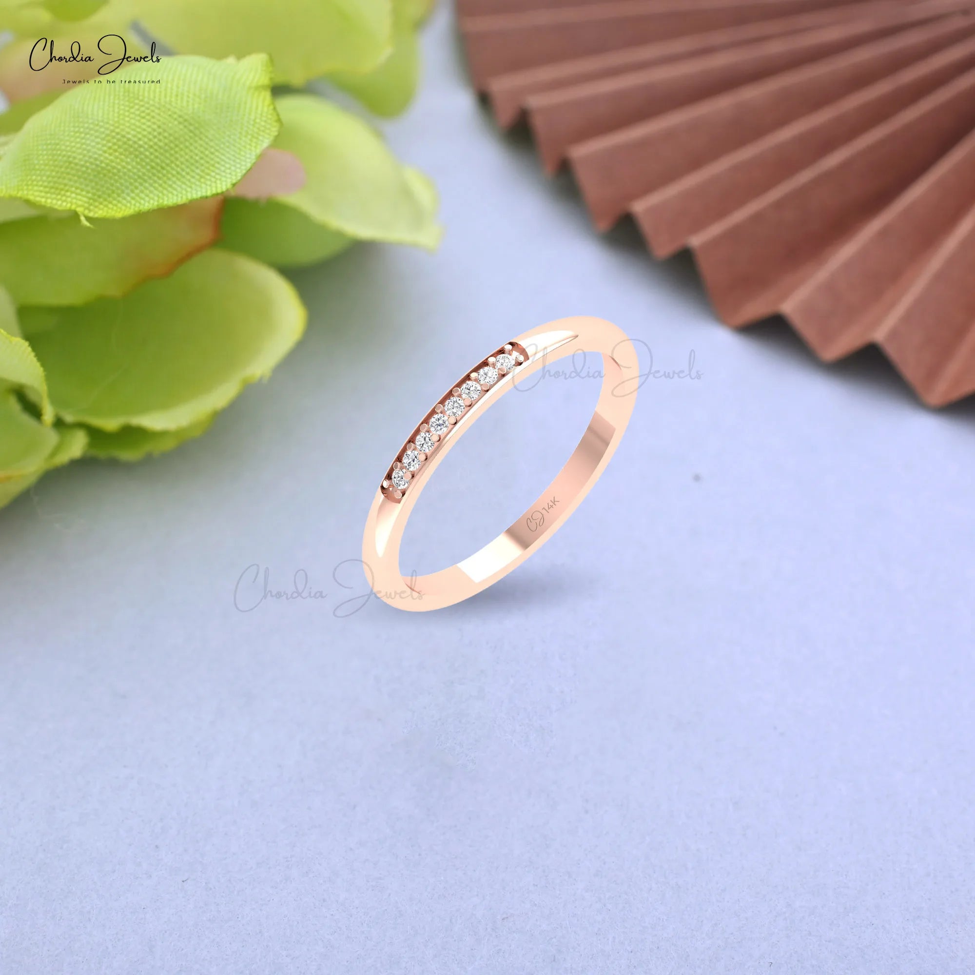 Trending Products 1.2mm Brilliant Cut I1-I2 Clarity White Diamond Eternity Band With 14k Solid Rose Gold Wedding Ring Jewelry TAVEN System LLC