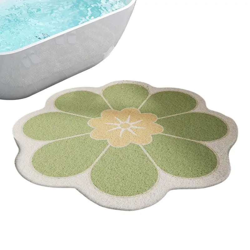 50x50cm Round Flower Bathroom Mat PVC Quick Drying Bath Rug Mat Beautiful Flower-shape Bathroom Bath Mat for Living Room TAVEN System LLC