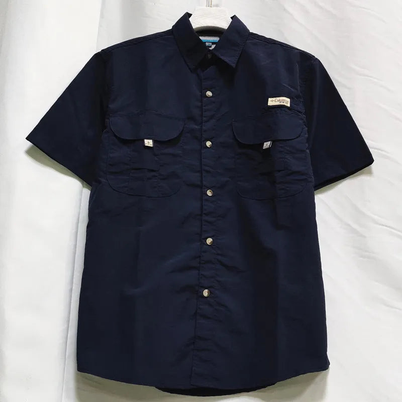 Men Short Sleeve Cargo Nylon Fishing Work Casual Shirt TAVEN System LLC