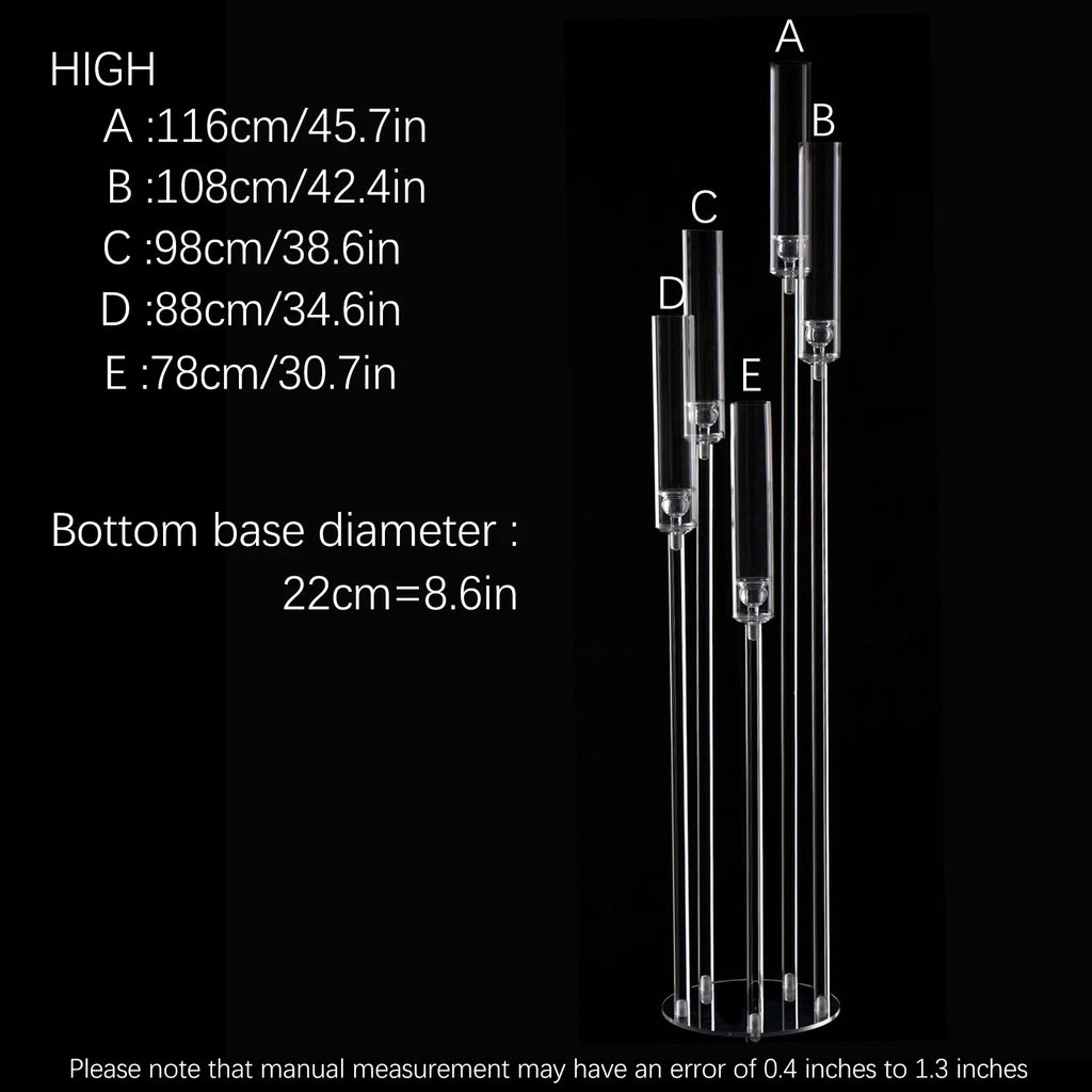 Clear Acrylic Floor Candelabra 5 Arm Tall Candlestick Holder for Wedding Table Centerpiece Ceremony Party Home Decoration 10PCS TAVEN System LLC