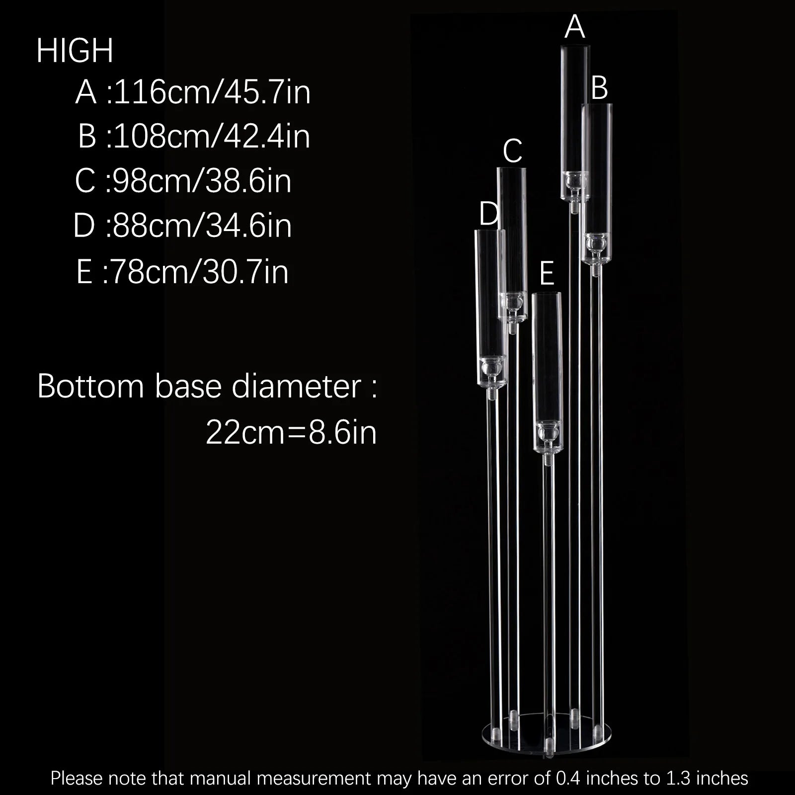 Clear Acrylic Floor Candelabra 5 Arm Tall Candlestick Holder for Wedding Table Centerpiece Ceremony Party Home Decoration 10PCS TAVEN System LLC