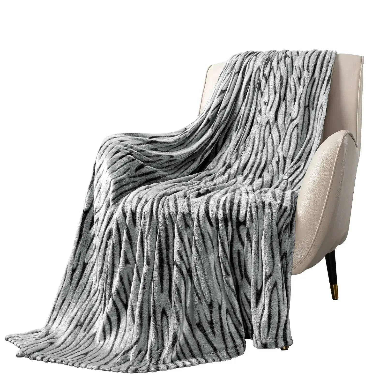 Black White Zebra Flannel Fleece Throw Blanket - Fuzzy Soft Lightweight, Warm Cozy for Couch & Bed TAVEN System LLC