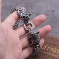 Never Fade Viking Wolf head Bracelet Men's Stainless Steel Mesh Chain Gold Punk Jewelry without box TAVEN System LLC