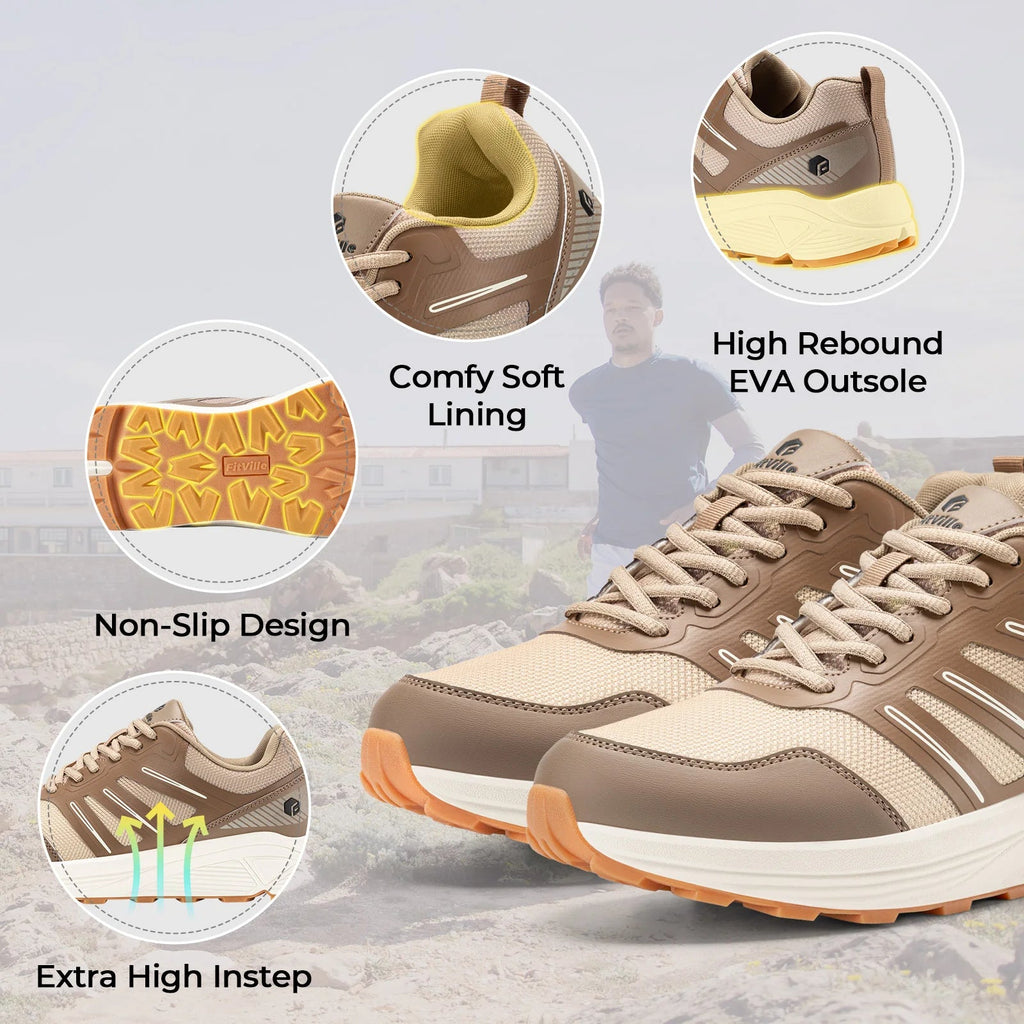 FitVille men's wide toe trail running shoes for heel pain relief