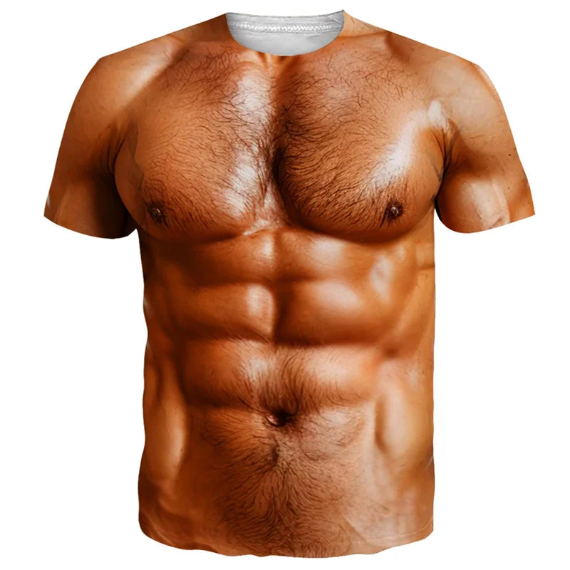 Funny Bikini Graphic T Shirts For Men 3d Printed Fake Abs Muscle Short Sleeve T-shirt Women Cosplay Costume Novelty Tees Shirt TAVEN System LLC
