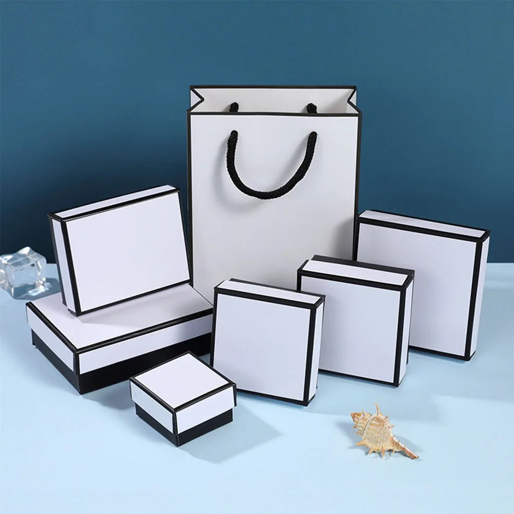 12pcs/ lot Simple Box Earnail Rings Earrings Bracelet Necklace Gray Black Paper Jewellry Display Case Jewelry Organizer Boxes TAVEN System LLC