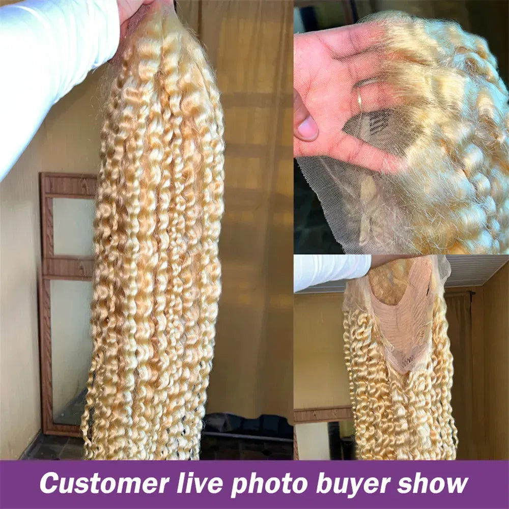 Color: #1, Ships From: CHINA, Stretched Length: 28inches, Density: 180% - 613 Blonde Curly glueless 13x6 Transparent Hd lace front wig Deep Wave human hair 36 inch Brazilian wig pre plucked for women Taven