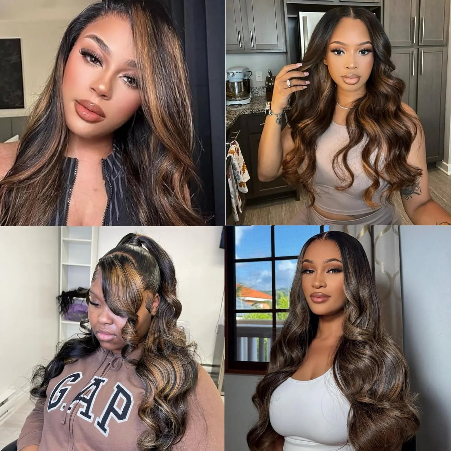 Highlight Body Wave V Part Human Hair Wig