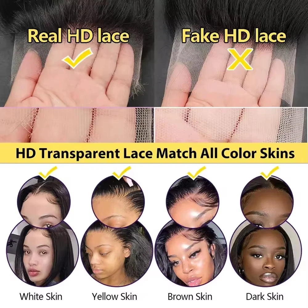 Deep wave human hair transparent lace front wig