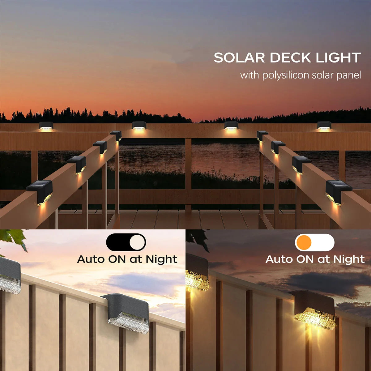Waterproof solar LED deck step lights for outdoor stairs 4 pack