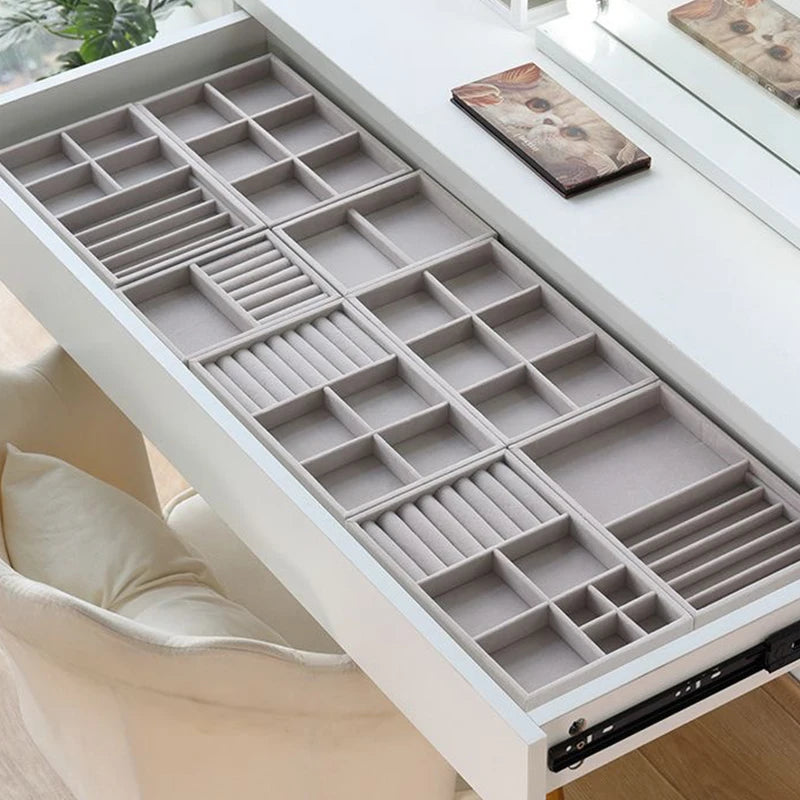 Velvet Jewelry Display Tray Case Stackable Exquisite Jewellery Holder Portable Ring Earrings Necklace Organizer Box Hot Sales TAVEN System LLC