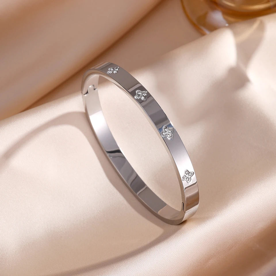 ZAKOL 5/1pcs Sparkling Zirconia Inlaid Stainless Steel Bracelet Set for Women Stackable Bangles Fashion Non Fading Jewelry Gift TAVEN System LLC