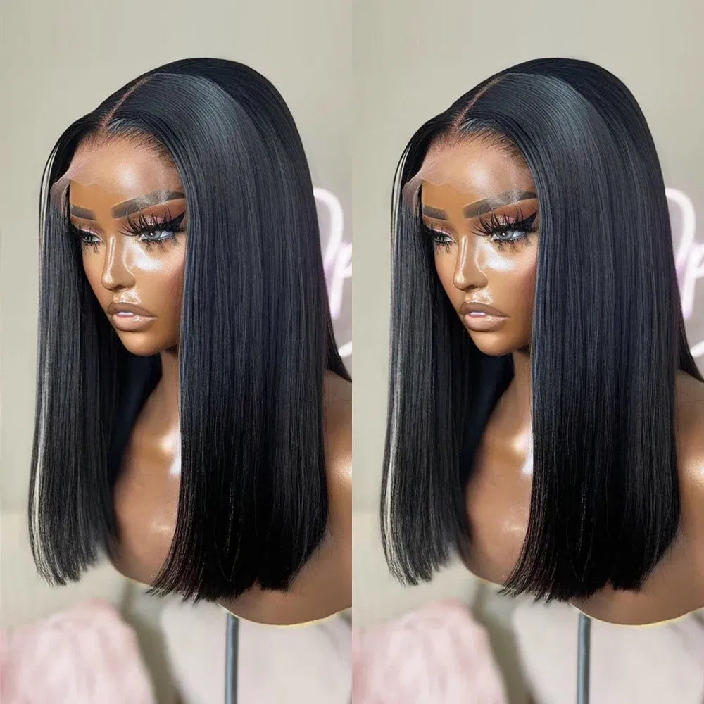 Hair Color: F2/33, Ships From: CHINA, Stretched Length: 14inches - 180% Short Bob Wig Lace Front Human Hair Wigs For Women Human Hair Bone Straight Human Hair Wig Transparent Lace Frontal Wig Taven