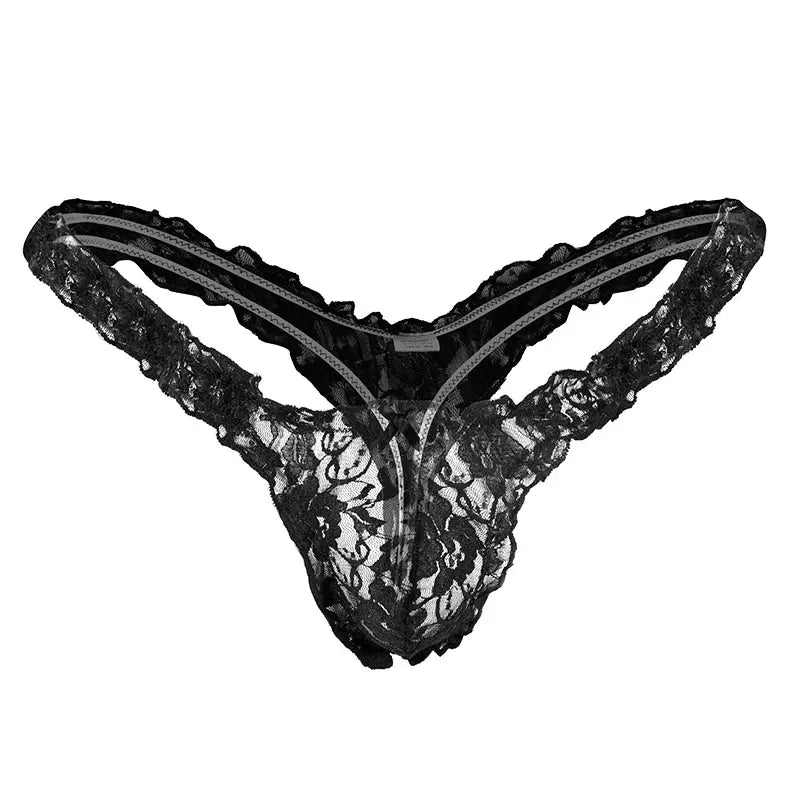 Mens Lace G-string And Thong Sexy Underwear See Through Tanga Bikini String Transparent Male Underpants T-back Panties TAVEN System LLC