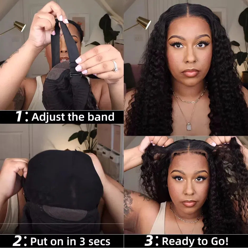 Hair Color: #4, Density: 190%, Ships From: CHINA, Stretched Length: 18inches - Glueless Wig Human Hair Ready To Wear Curly Wigs Human Hair Lace Frontal Wig Glueless Wig 100% Human Hair 5x5 Closure Wig Taven