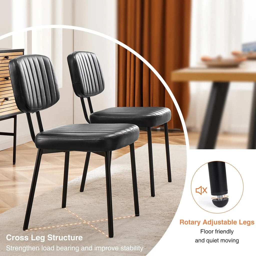 JHK Faux Leather Dining Chairs Set of 2 with Metal Legs TAVEN System LLC