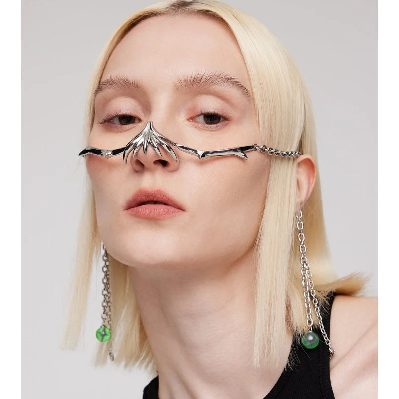 Luxury CyberPunk Y2K Magic Ball Streamline Chain Silver Color Hollow Facial Accessories Earring For Women Men Party Jewelry TAVEN System LLC