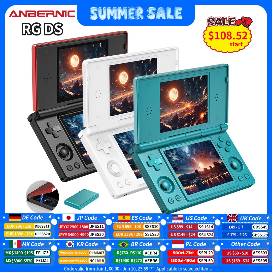 Anbernic RG DS Handheld Game Console 4" IPS Dual Screen Android 4000mAh Flip Video Games Player Supports RixelHK Wifi Streaming TAVEN System LLC
