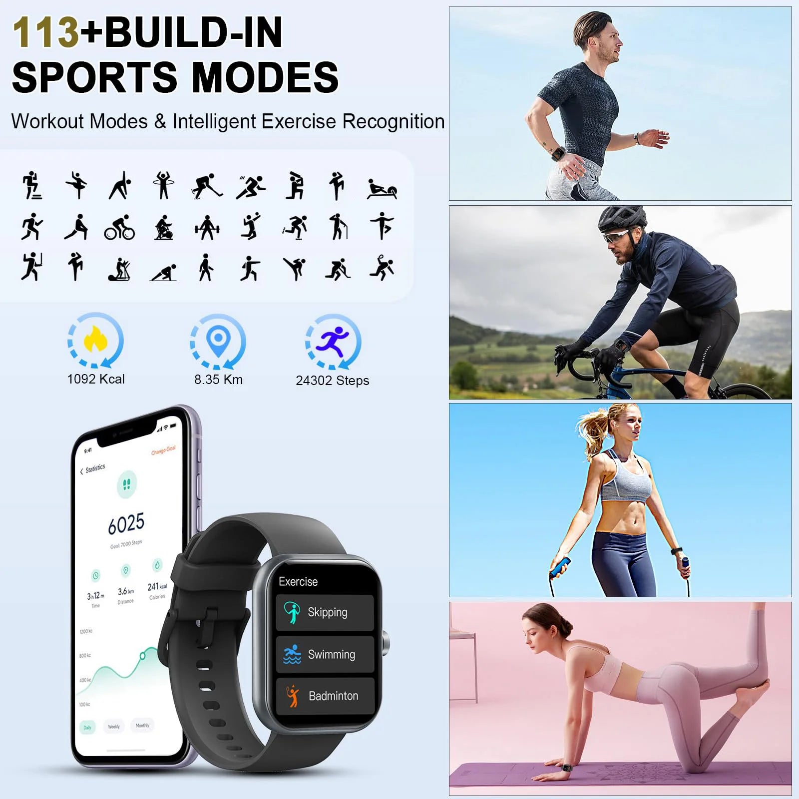 Smart Watch(Answer/Make Calls), 1.96" Smartwatches, Fitness Tracker, Sleep Monitor, Pedometer, 100+ Sport Modes, IP68 Waterproof TAVEN System LLC
