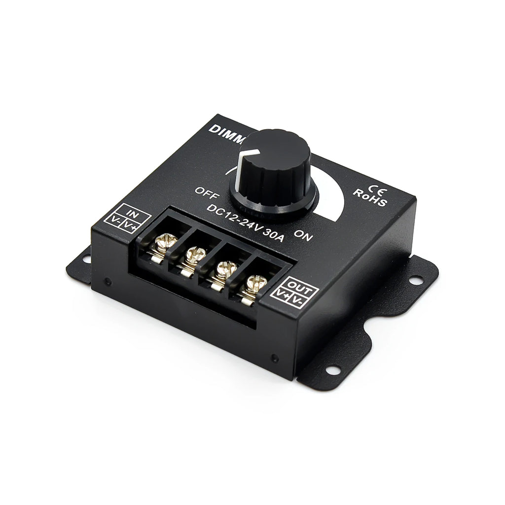 DC12-24V 30A Knob Dimmer Brightness Adjustment Stepless Dimming Switch Controller for 3528 5050 COB SMD LED Strip Light TAVEN System LLC