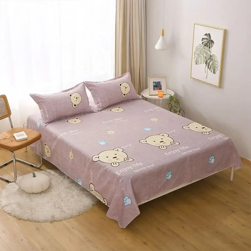 Queen Size Bed Sheet Single Soft Brushed Cotton Bedding Rustic Design All Seasons Breathable 1.6m Double Bed Sheet TAVEN System LLC