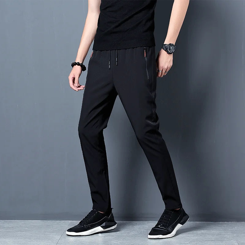 Men's Casual Pants Business Stretch Slim Fit Elastic Waist Jogger Korean Classic Blue Black Gray Male Brand Trousers TAVEN System LLC